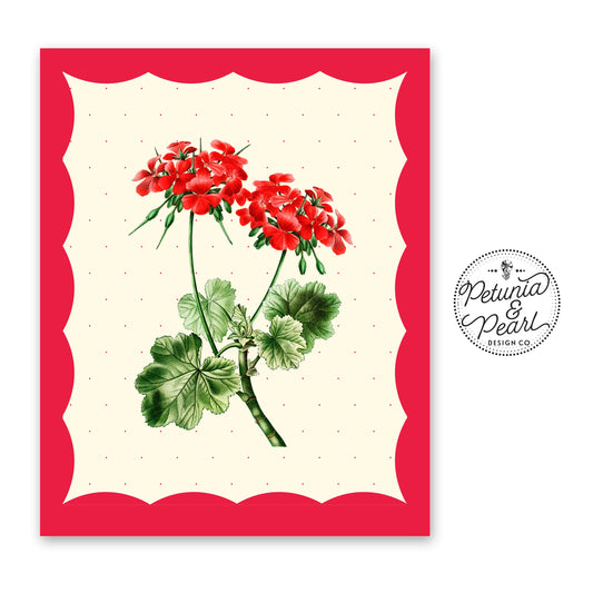 Red Scallop Design Floral Wall Art 1of4 · Granny Chic Home Decor · Nostalgic Botanical Print · Vintage Style Art Gift · Retro Farmhouse