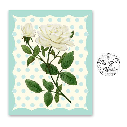 Retro Rose Print · Kitschy Polka Dot Wall Art · Vintage Style Home Decor · Nostalgic Botanical Print · Floral Art Gift · Cottagecore Art
